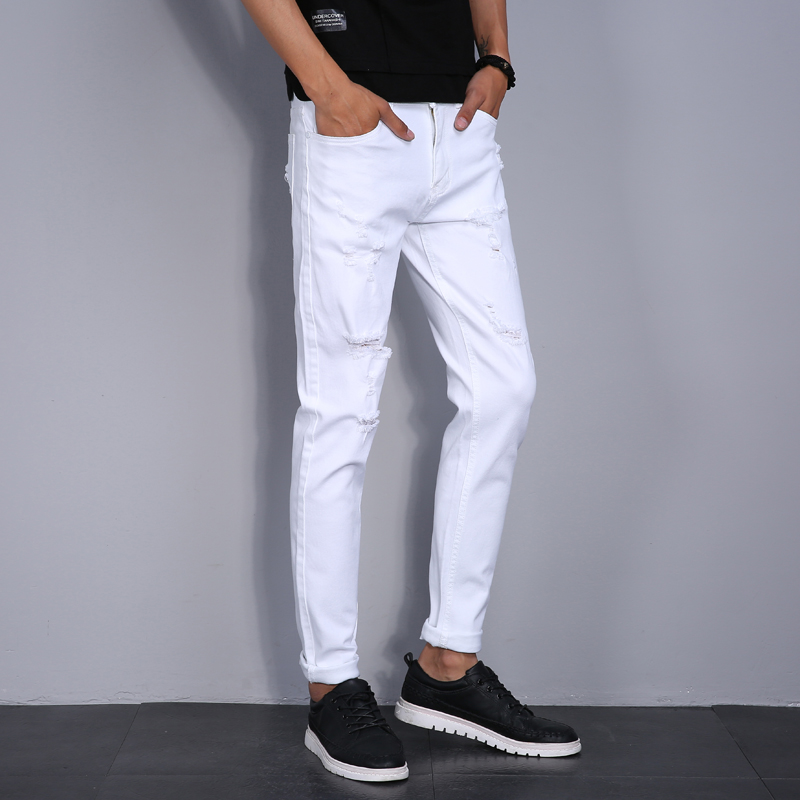 Street Fashion In Korea - High Street Fashion Men Jeans White
