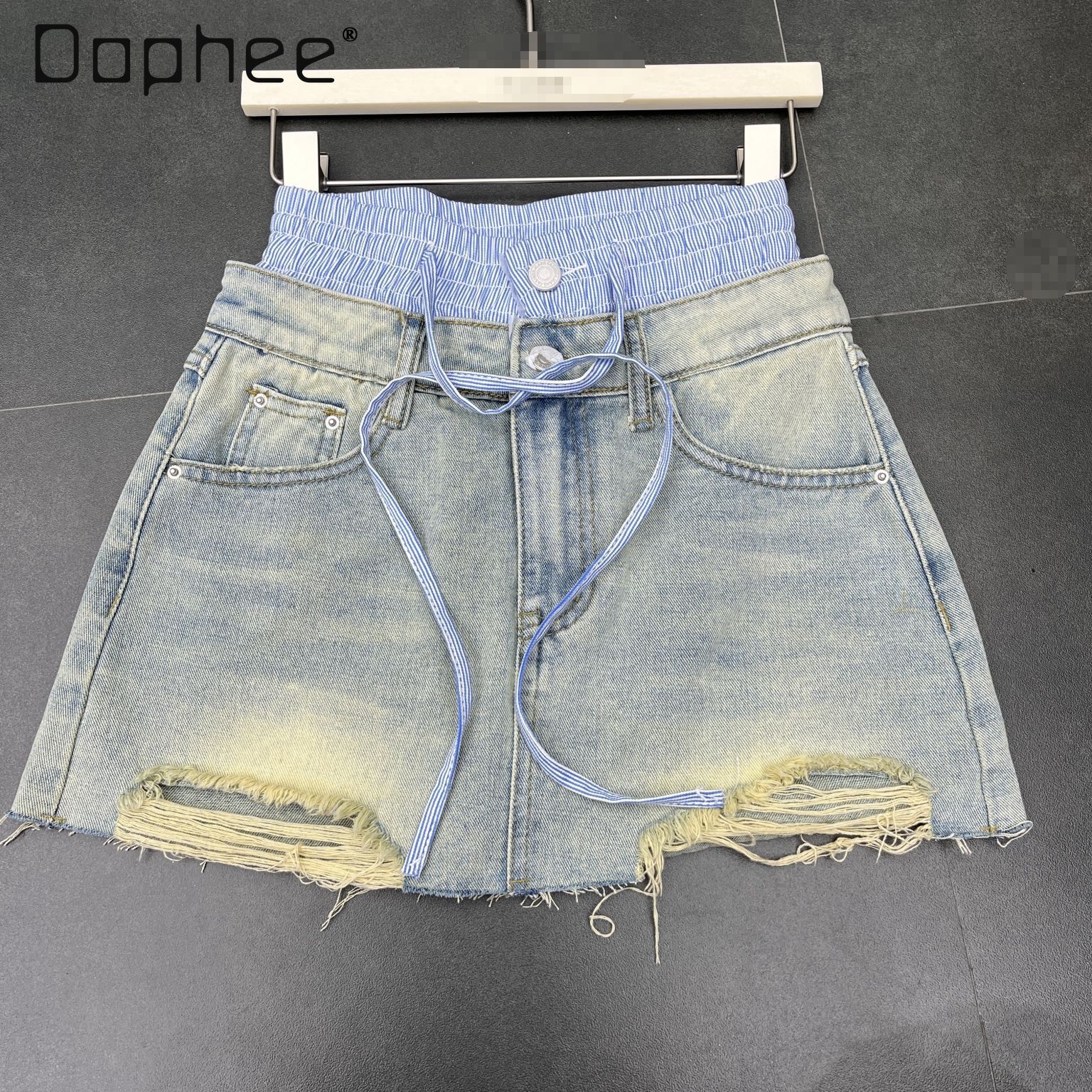 Street Fashion In Korea - Street Retro Rough-edged Denim Skirt Women's