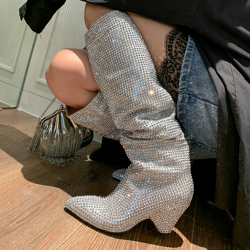 Fashion Spike Heels Crystal Lo - Street Fashion Ladies บทวิจารณ์และราคา