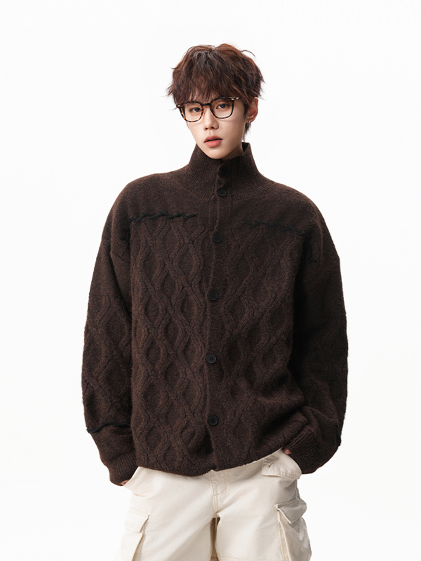 Fur Collar Pullovers Boys	 Men - Street Fashion Brand Logo บทวิจารณ์และราคา