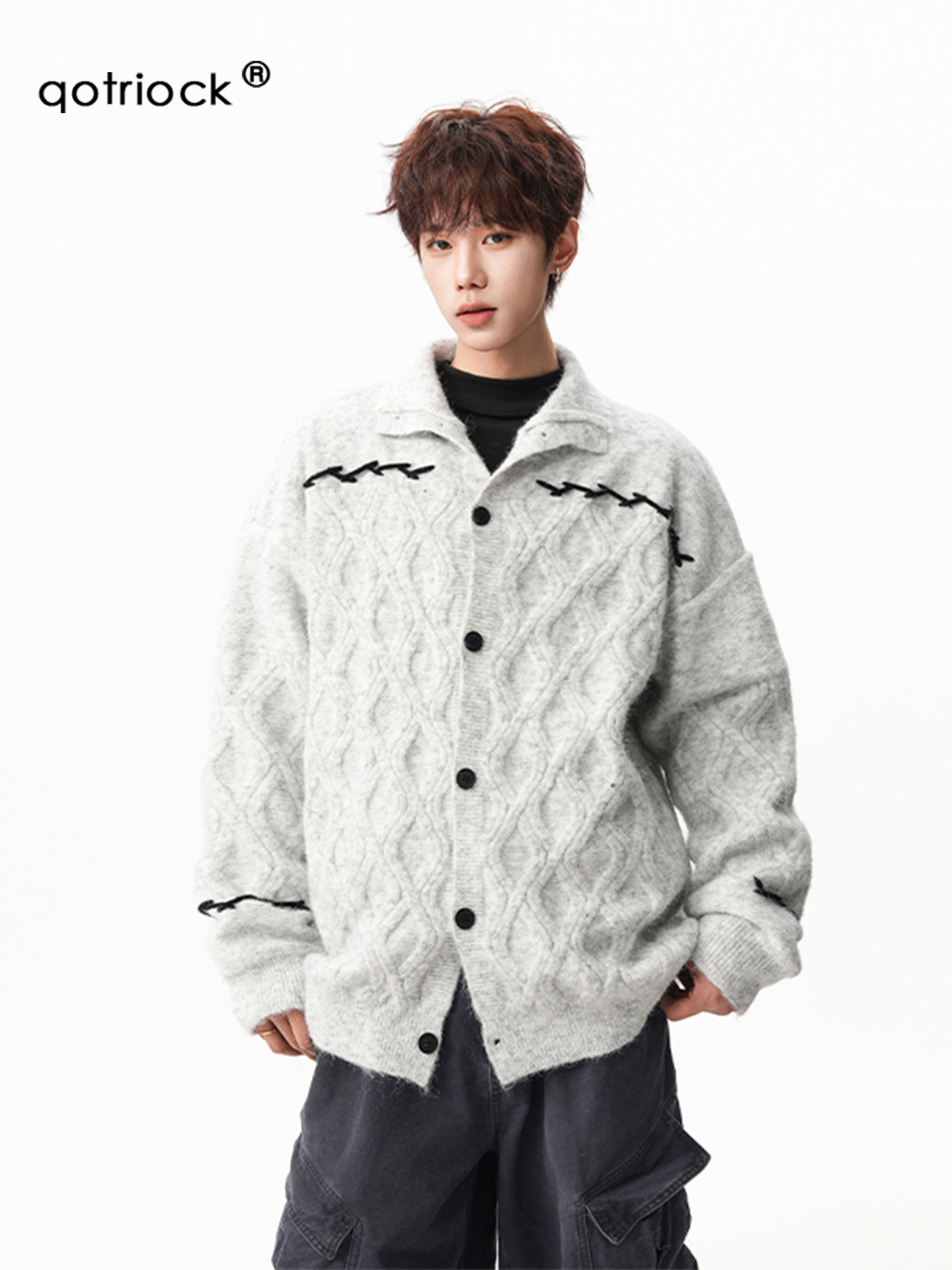 Fur Collar Pullovers Boys	 Men - Street Fashion Brand Logo บทวิจารณ์และราคา