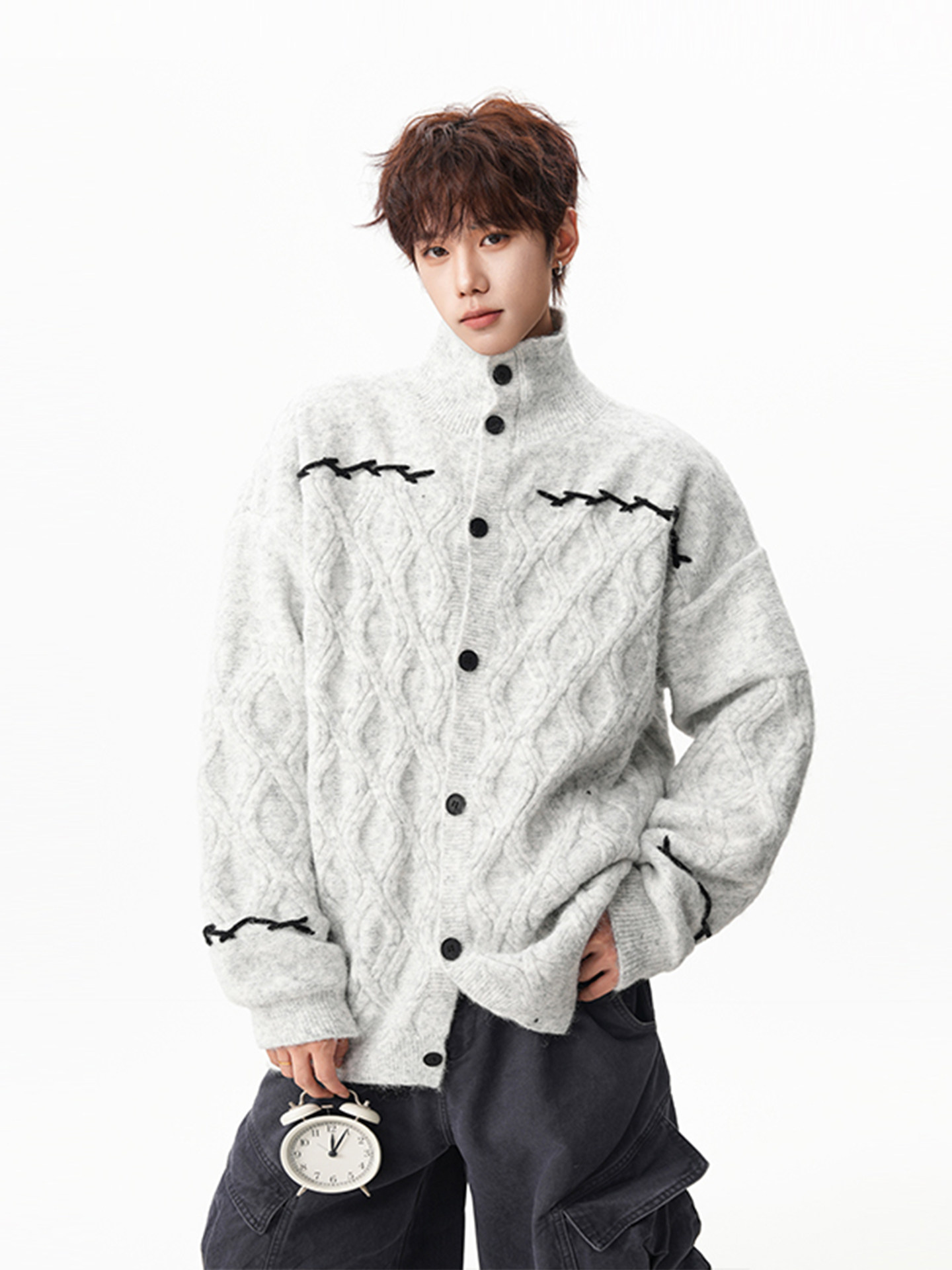 Fur Collar Pullovers Boys	 Men - Street Fashion Brand Logo บทวิจารณ์และราคา