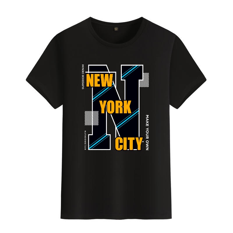 Men's Black Round-Neck Short-S - Street Style New York Fashion บทวิจารณ์และราคา