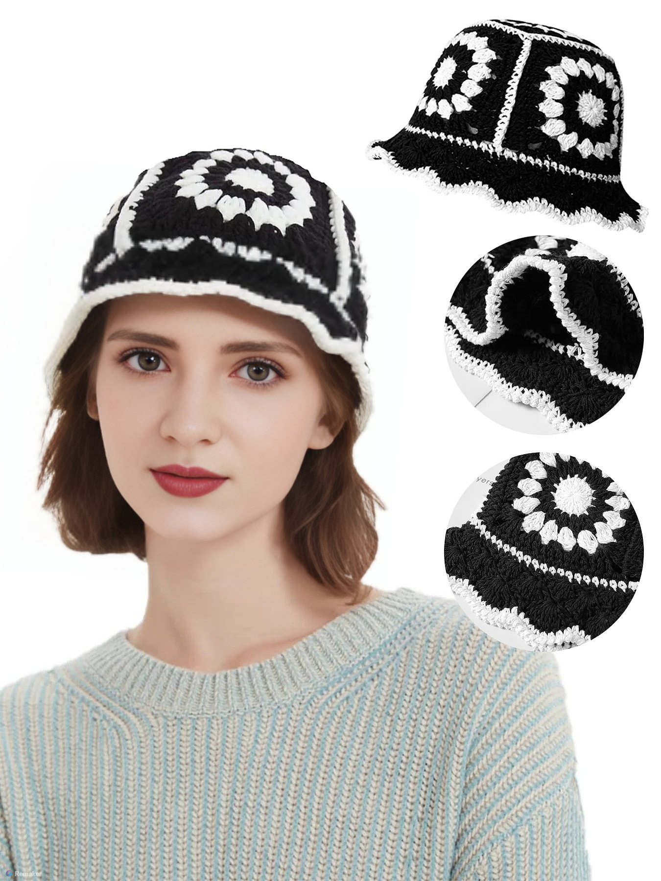 Women Handmade Crochet Bucket  - Street Fashion In Korea บทวิจารณ์และราคา