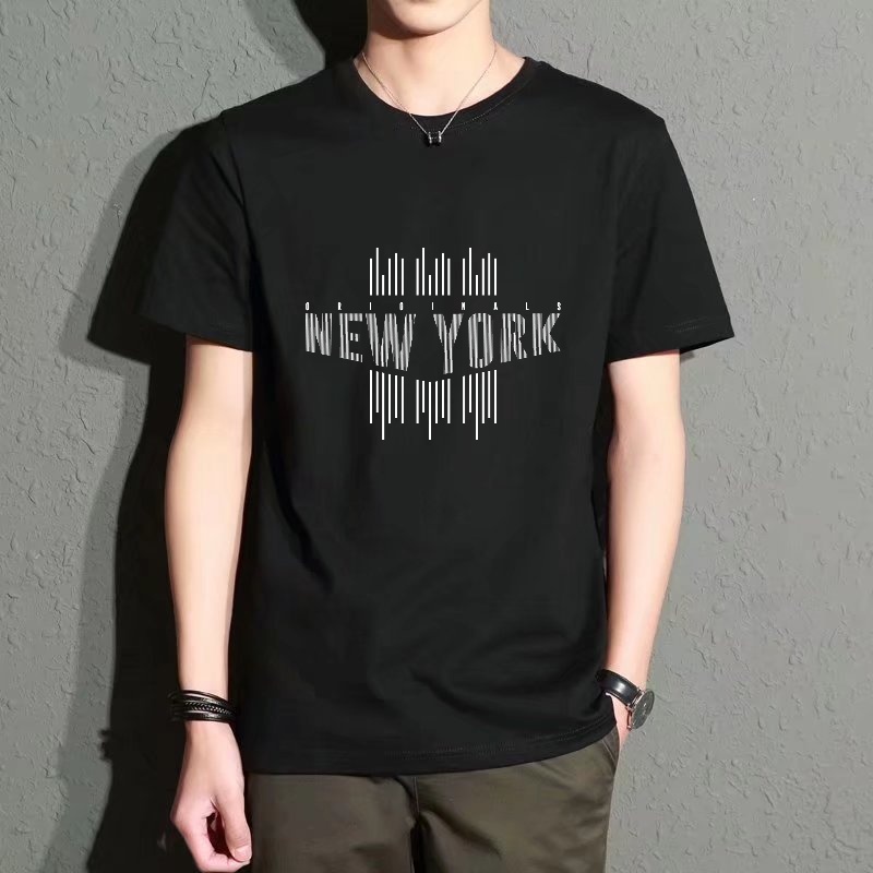 Men's Black Round-Neck Short-S - Street Style New York Fashion บทวิจารณ์และราคา