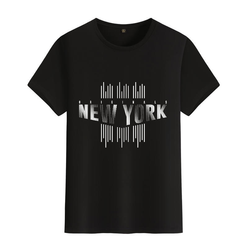 Men's Black Round-Neck Short-S - Street Style New York Fashion บทวิจารณ์และราคา