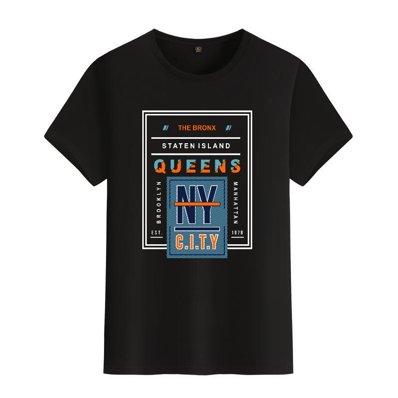 Men's Black Round-Neck Short-S - Street Style New York Fashion บทวิจารณ์และราคา
