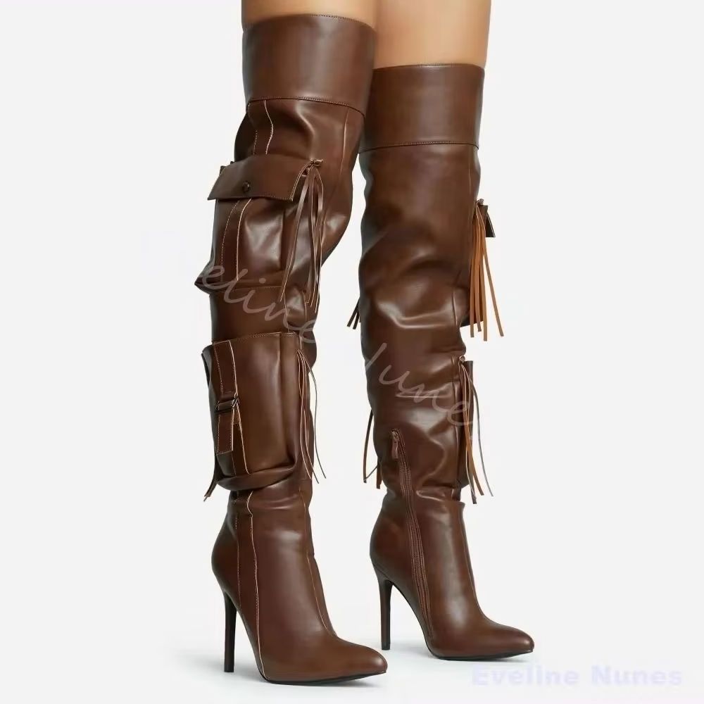brown Tassel Over The Knee Boo - Street Fashion Rome 2026 บทวิจารณ์และราคา