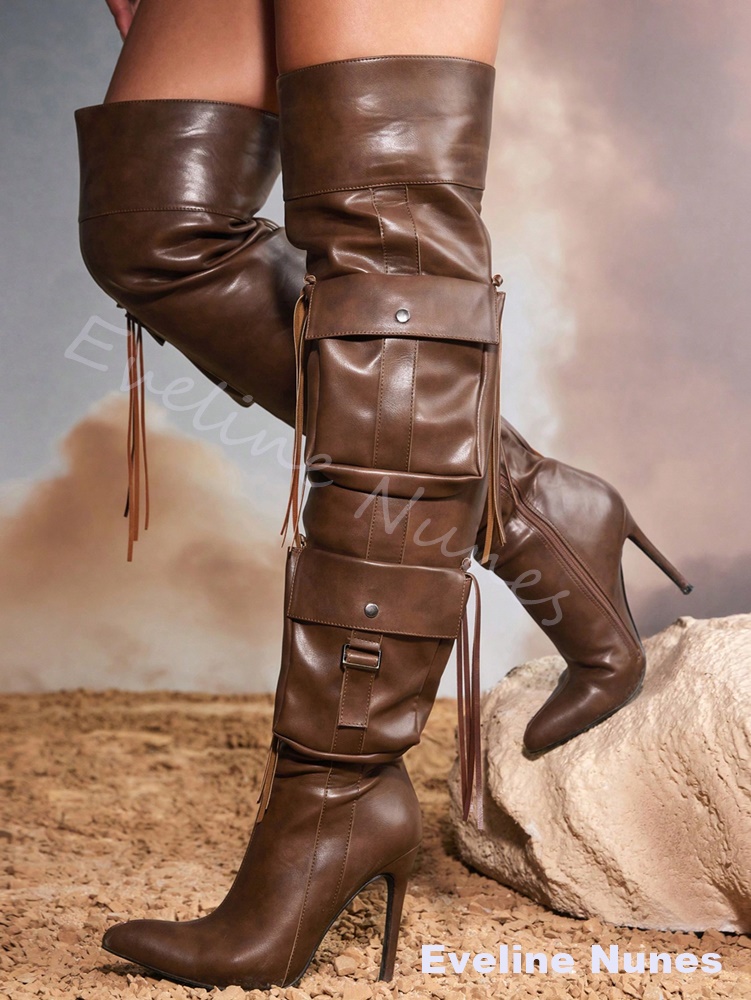 brown Tassel Over The Knee Boo - Street Fashion Rome 2026 บทวิจารณ์และราคา