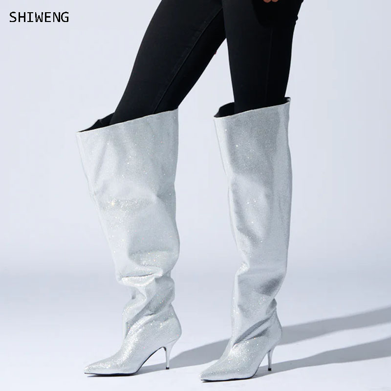 2026 Knee High Silver Crystal  - Street Fashion Rome 2026 บทวิจารณ์และราคา