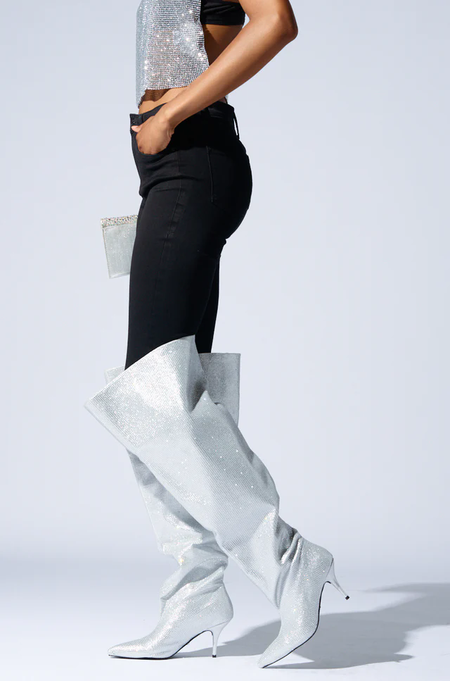 2026 Knee High Silver Crystal  - Street Fashion Rome 2026 บทวิจารณ์และราคา
