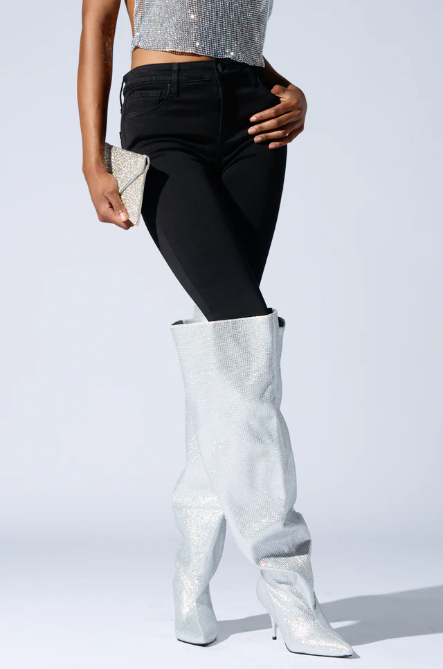 2026 Knee High Silver Crystal  - Street Fashion Rome 2026 บทวิจารณ์และราคา