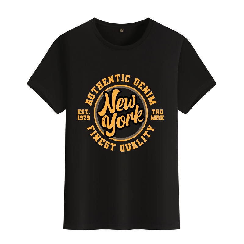 Men's Black Round-Neck Short-S - Street Style New York Fashion บทวิจารณ์และราคา