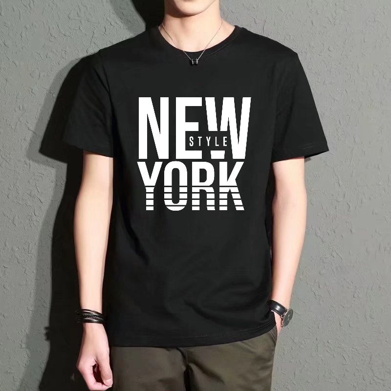 Men's Black Round-Neck Short-S - Street Style New York Fashion บทวิจารณ์และราคา