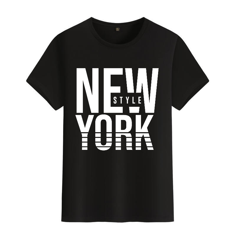 Men's Black Round-Neck Short-S - Street Style New York Fashion บทวิจารณ์และราคา
