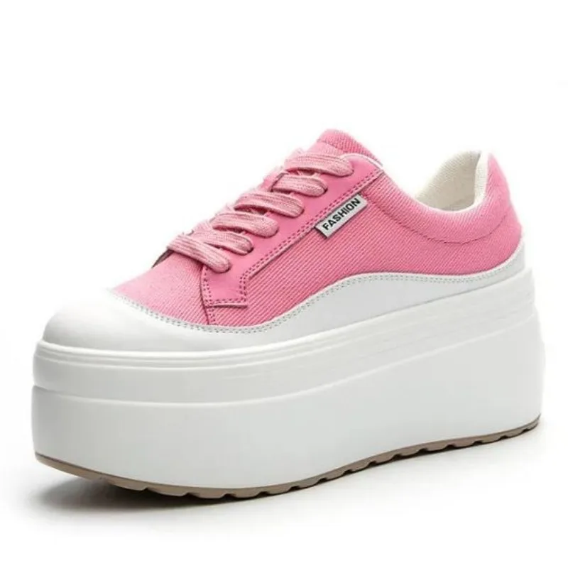 8cm New Canvas Genuine Leather - Street Fashion Ladies บทวิจารณ์และราคา