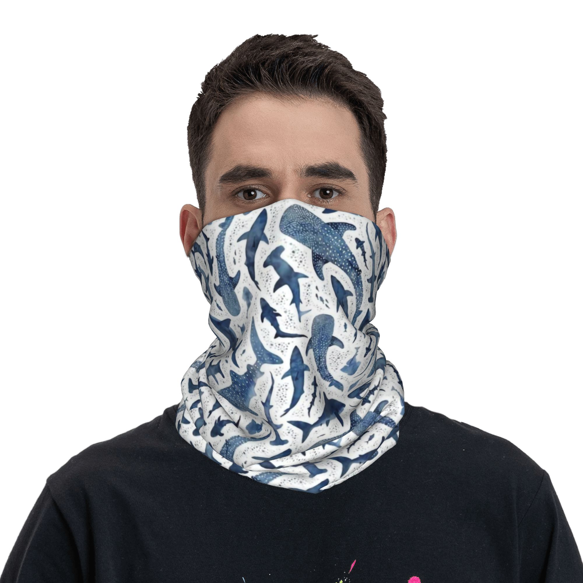 Custom Blue Watercolour Shark  - Balaclava Face Mask บทวิจารณ์และราคา