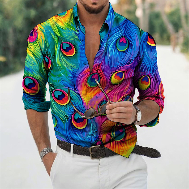 Peacock 3D Print Shirts Street - Street Fashion In Korea บทวิจารณ์และราคา