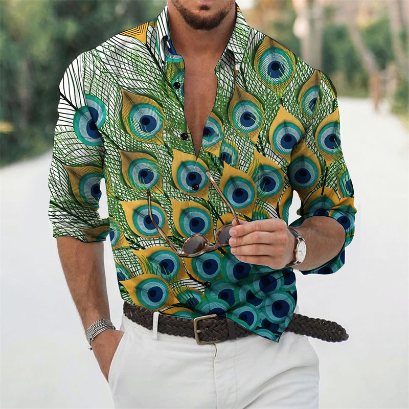 Peacock 3D Print Shirts Street - Street Fashion In Korea บทวิจารณ์และราคา