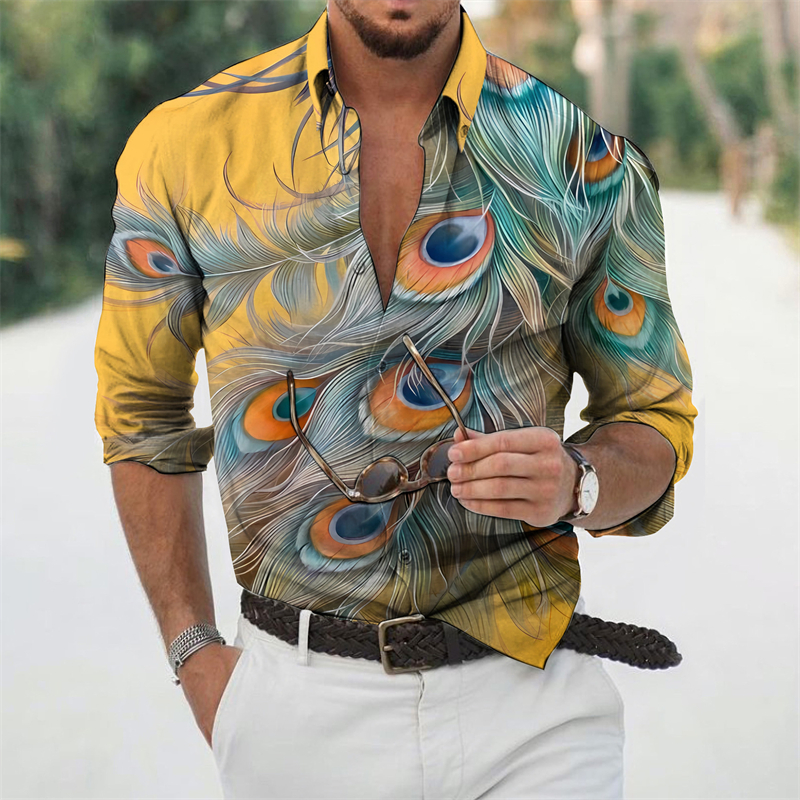 Peacock 3D Print Shirts Street - Street Fashion In Korea บทวิจารณ์และราคา
