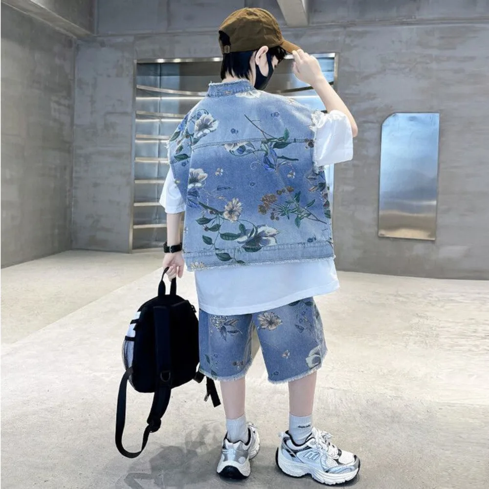 Boys' Summer Denim Set 2025 Ne - Street Fashion In Korea บทวิจารณ์และราคา
