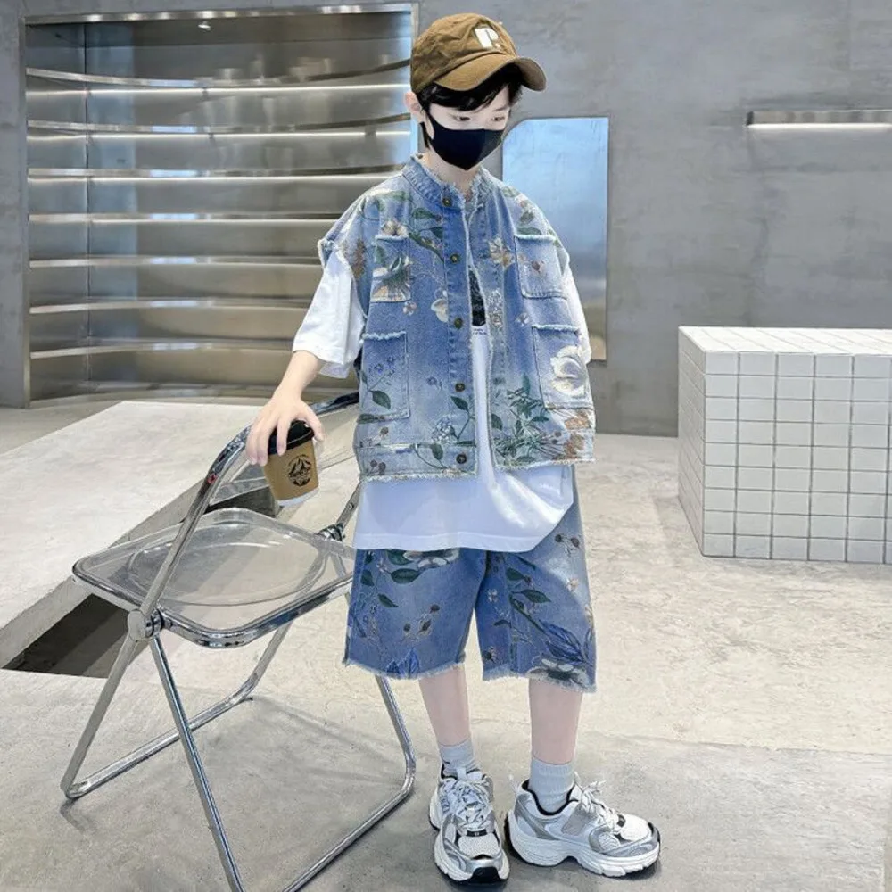 Boys' Summer Denim Set 2025 Ne - Street Fashion In Korea บทวิจารณ์และราคา