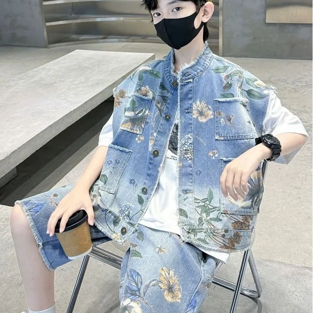 Boys' Summer Denim Set 2025 Ne - Street Fashion In Korea บทวิจารณ์และราคา
