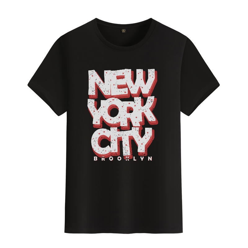 Men's Black Round-Neck Short-S - Street Style New York Fashion บทวิจารณ์และราคา