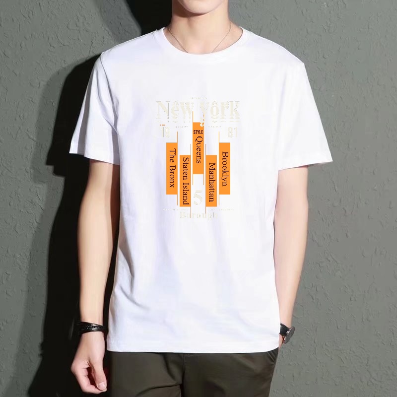 Men's Black Round-Neck Short-S - Street Style New York Fashion บทวิจารณ์และราคา