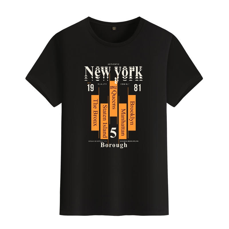 Men's Black Round-Neck Short-S - Street Style New York Fashion บทวิจารณ์และราคา
