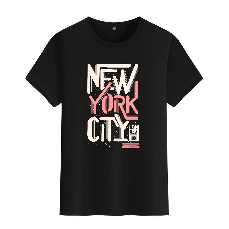Men's Black Round-Neck Short-S - Street Style New York Fashion บทวิจารณ์และราคา