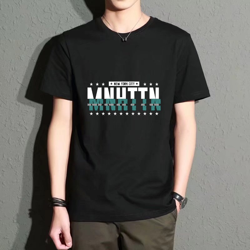 Men's Black Round-Neck Short-S - Street Style New York Fashion บทวิจารณ์และราคา