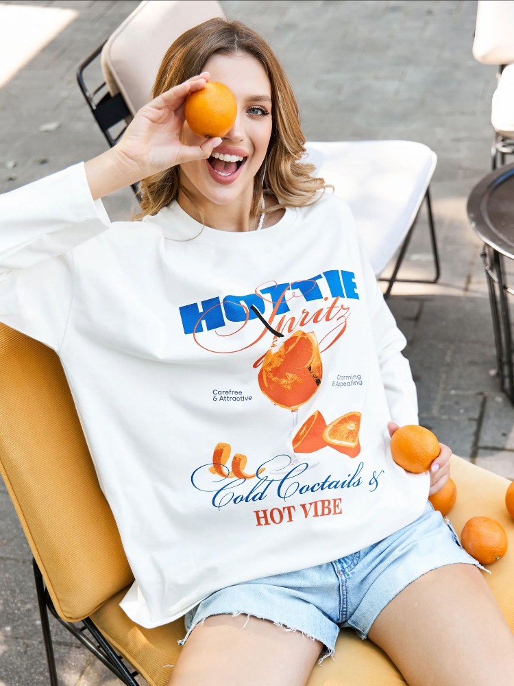 Hot Vibe Cute Juice Graphic Sw - Street Fashion Vibes บทวิจารณ์และราคา