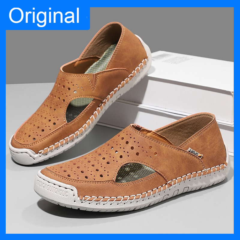 Unisex Sandals Hand Sewn Leath - Street Fashion Walking บทวิจารณ์และราคา