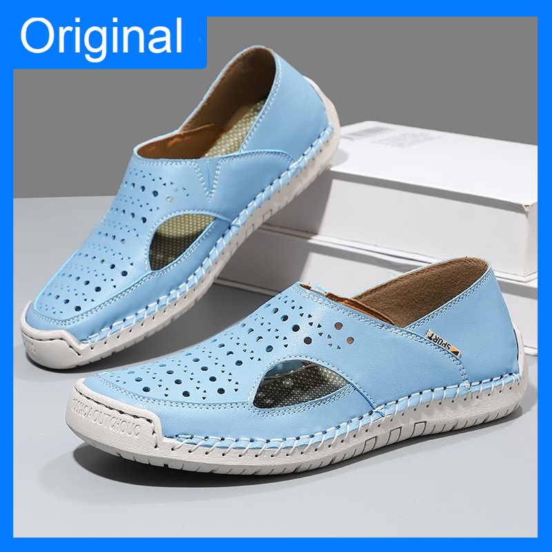 Unisex Sandals Hand Sewn Leath - Street Fashion Walking บทวิจารณ์และราคา