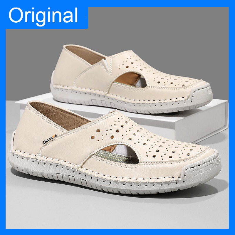 Unisex Sandals Hand Sewn Leath - Street Fashion Walking บทวิจารณ์และราคา