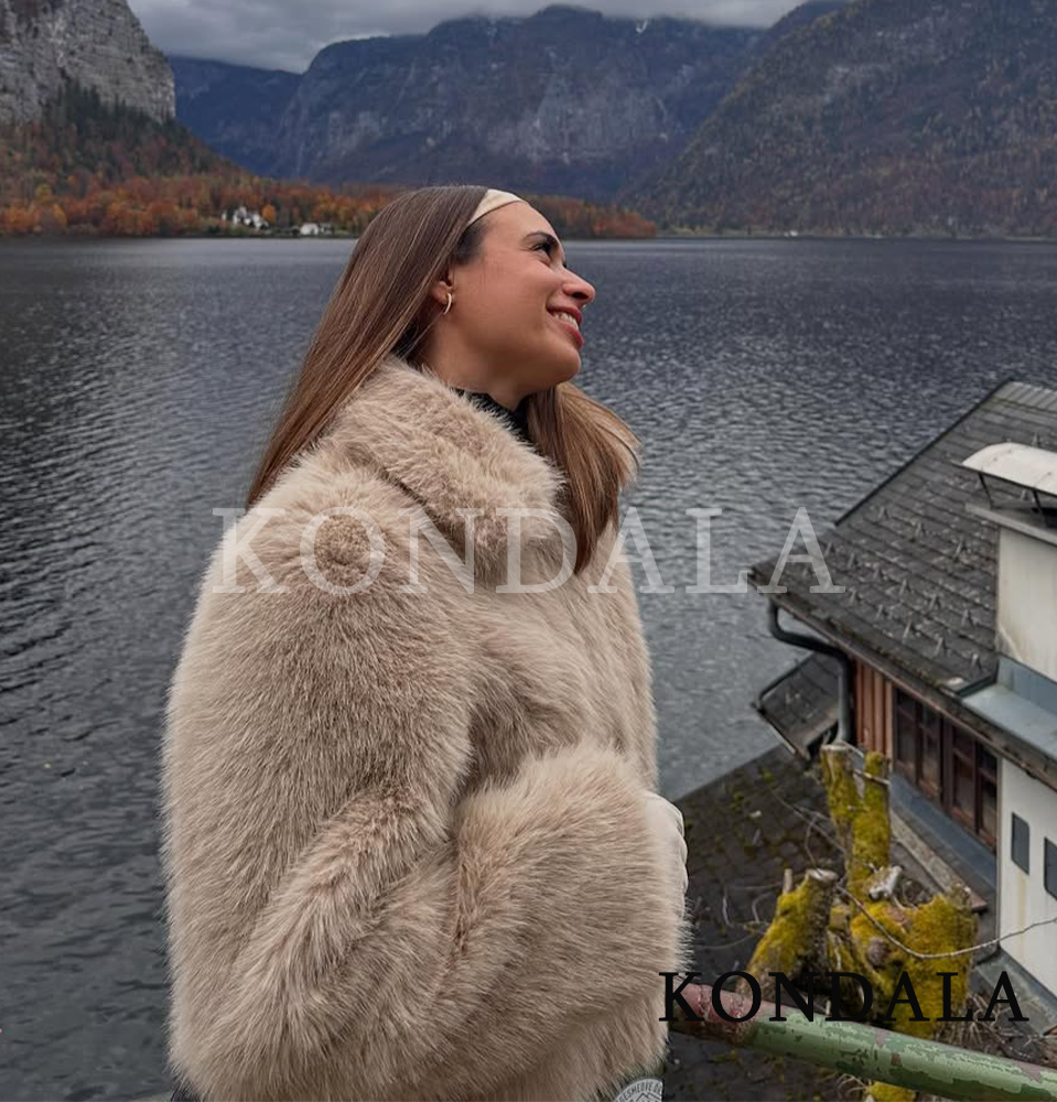 KONDALA Fur Zipper Jacket Wome - Street Fashion Fall 2025 บทวิจารณ์และราคา