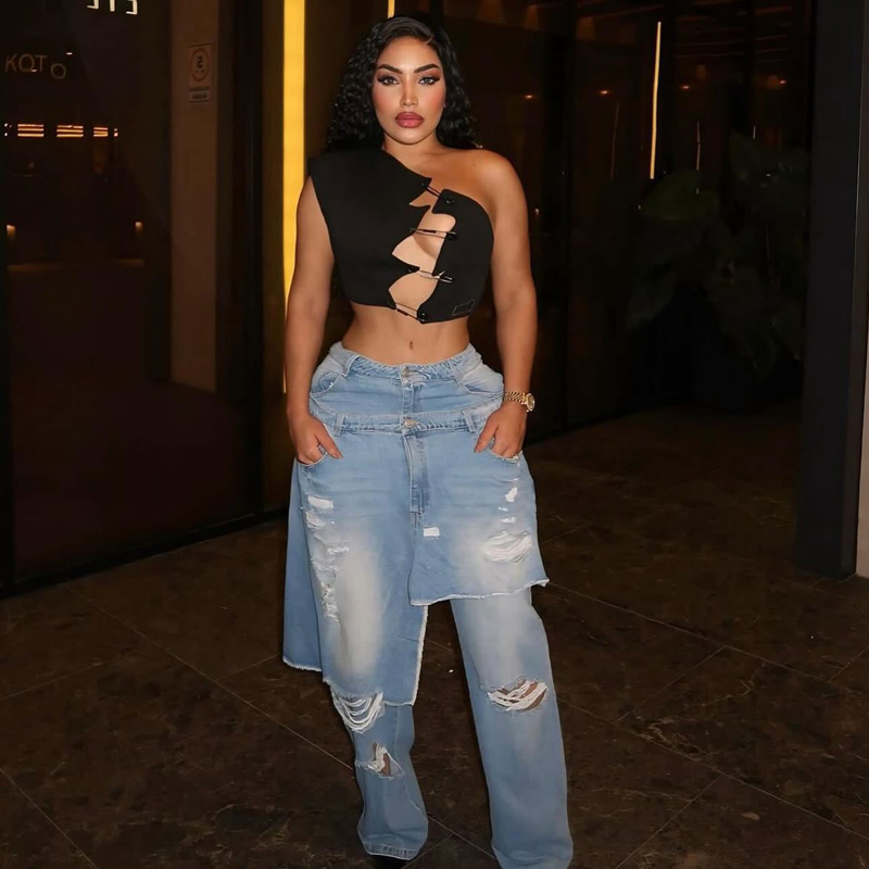 Fashion Denim Pants Women Stre - Street Fashion Fall 2025 บทวิจารณ์และราคา