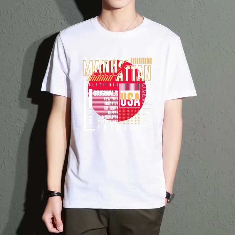 Men's Black Round-Neck Short-S - Street Style New York Fashion บทวิจารณ์และราคา