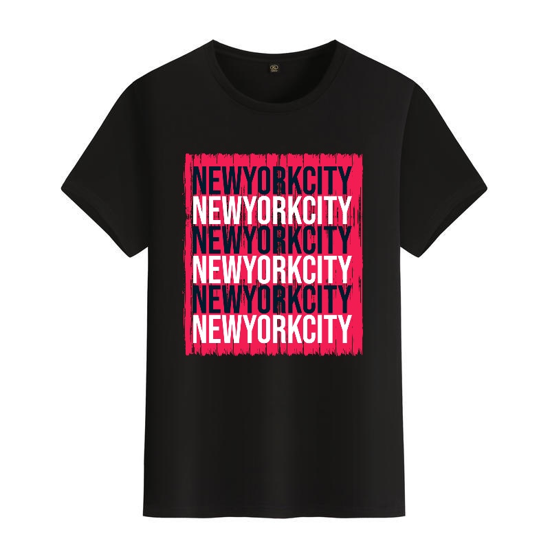 Men's Black Round-Neck Short-S - Street Style New York Fashion บทวิจารณ์และราคา