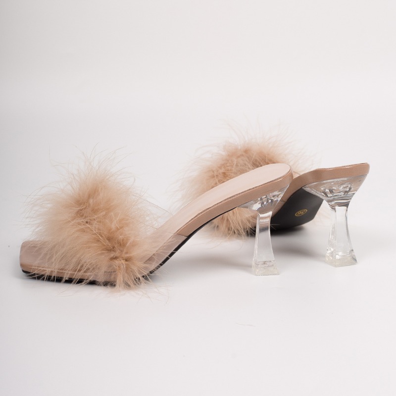 Women Clear High Heel Faux Fur - Street Fashion Rome 2026 บทวิจารณ์และราคา