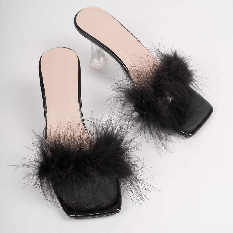 Women Clear High Heel Faux Fur - Street Fashion Rome 2026 บทวิจารณ์และราคา